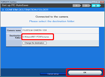 fujifilm pc autosave cannot find destination pc